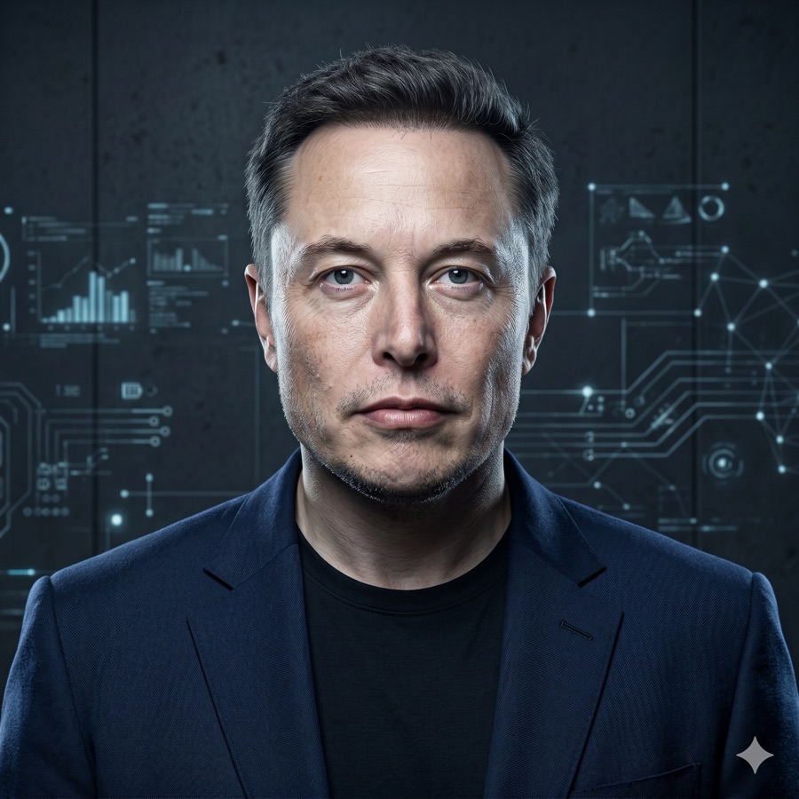 Elon Musk AI advisor persona portrait
