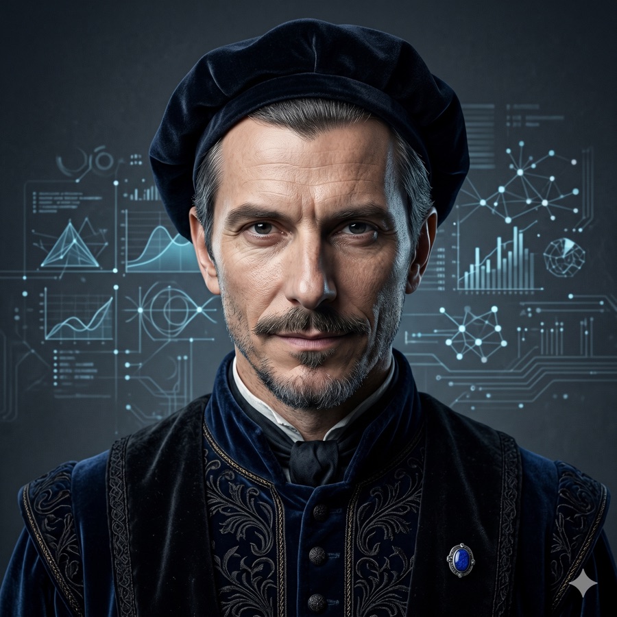 Machiavelli AI advisor persona portrait